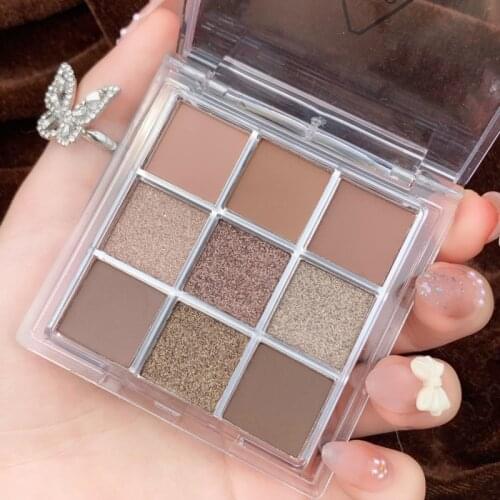 9 Color Pressed Matte Glitter Eyeshadow Palette Waterproof Long-lasting Eyeshadow Pigment Diamond Shimmer Nude Shiny Makeup