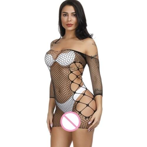 Fishnet Underwear Elasticity Cotton Lenceria Sexy Lingerie Mesh Babydoll Dress Erotic Lingerie For Women Sex Hollow Costumes
