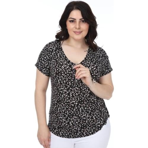 Hanezza Large Size Zipper Blouse