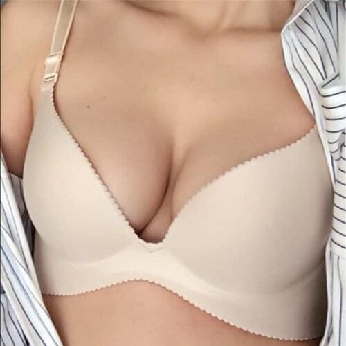 Lady Deep V Cup Bras For Women Push Up Lingerie Sexy Seamless Bra Wire Free Bralette Backless Plunge Intimates Female Underwear