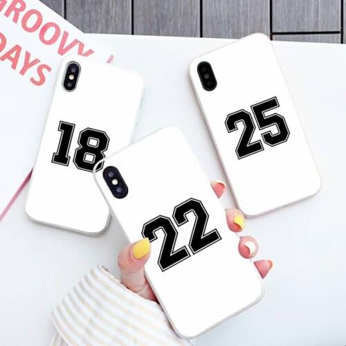 Football Lucky number And letter Phone Case Candy Color for iPhone 6 7 8 11 12 s mini pro X XS XR MAX Plus