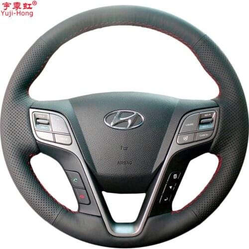 PONSNY Artificial Leather Car Steering Wheel Covers Case for Hyundai SantaFe 2013 Grand IX45 Hand-stitched Cover