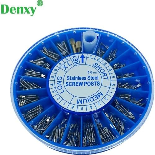 Denxy Dental Stainless Steel Screw Post 240pcs&2Key Dental Dentist Conical Screw post Tapered Refills Files Dentist tool