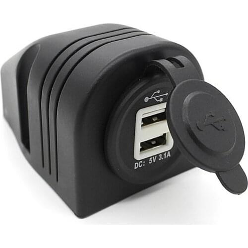 DIY Waterproof Motorcycle Dual USB Charger 12-24V 3.1A Car USB Charger Blue Light with Housing Shell for Mobile Phone Cellphone