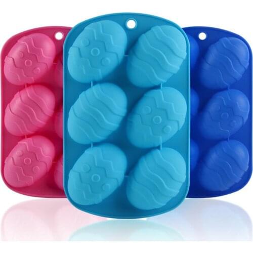 Cake Mold Non-stick Heat-resistant Silicone Easter Egg Shape Pastry Mold for Cake Making Silicone 6 Cavity Cake Mold Chocolate