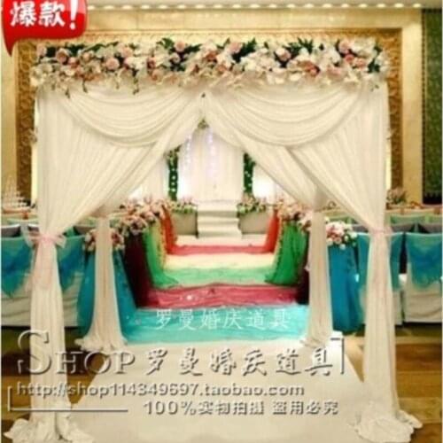 9.8ft * 9.8ft * 9.8ft Pure White square canopy drape with stainless steel stand for wedding decoration,wedding curtain supply
