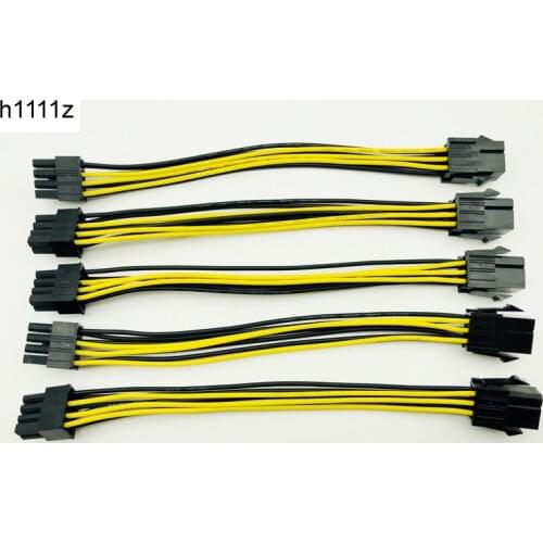 5pcs 6 Pin Feamle to 8 Pin Male PCI Express Power Converter Cable CPU Video Graphics Card 6Pin to 8Pin PCIE Power Cable for BTC