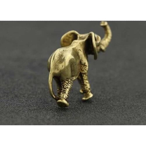 Chinese Fengshui Vintage Solid Pure Brass Elephant Tea Toy Ornament Decoration