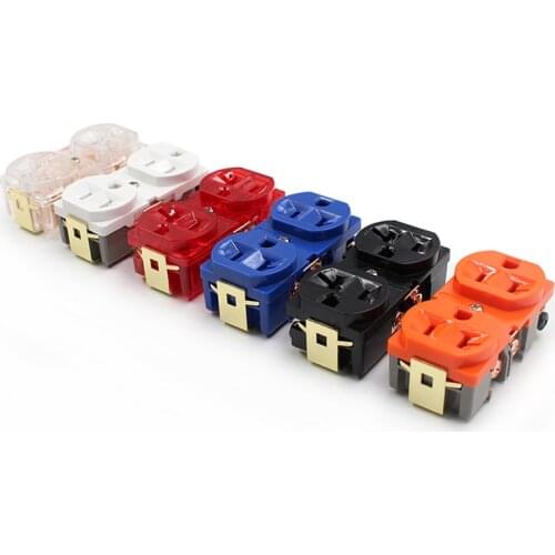 2pc HIFI Audio US Dual Mains 20A AC Power Connector Power Receptacle Socket Red copper Outlet Panel Wall Plate Power Socket
