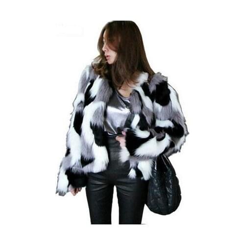S/9XL Women Mixed Color Man-Made Fur Jacket Casual Plus Size Faux Fur Coats Female Short Fur Outwear Casaco De Pele Falso Ck43