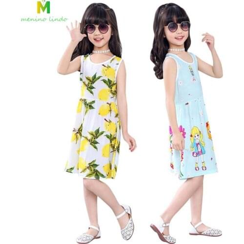 Girls summer clothes 2-11T baby girls cute dress kids cartoon party deresses children princess animal flowers knee-length dress