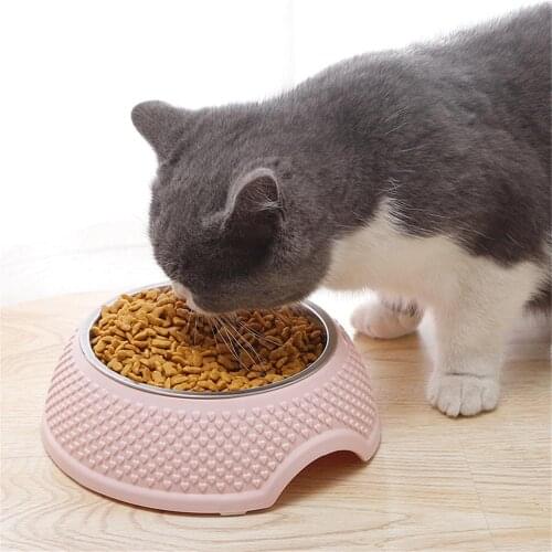 Stainless Steel Dog Bowl Non-slip Pet Feeder 2in1 Dogs Feeding Single Bowls Cat Puppy Drinking Water Dish Pets Feeding Food Bowl