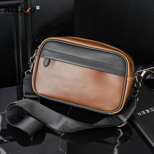 Fashion Males Crossbody Bag Casual Business Leather Mens Messenger Bags Vintage Men Small Bag Zipper Shoulder Handbags X116C