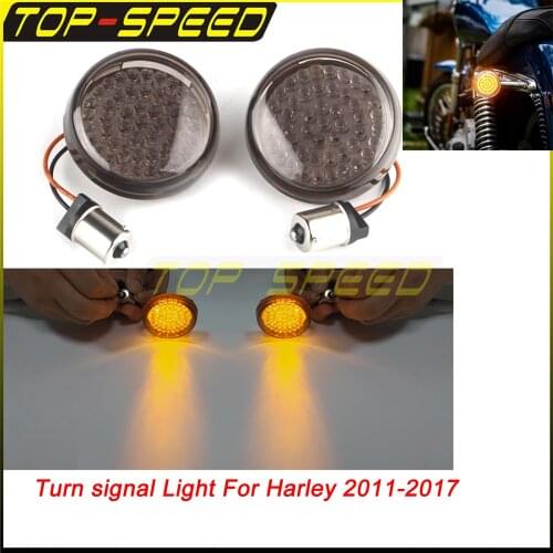 Motorcycle 2" 1156 Yellow LED Turn Signal Light For Harley Softail Dyna Sportster Bullet Style Pair Flasher Blinker Inserts