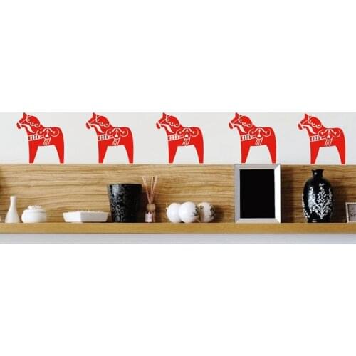 Dala Horse Pattern Wall Stickers Nordic Art Decor , Cartoon Animal Pony Vinyl Wall Sticker Home Furniture Sacndinavian Decor