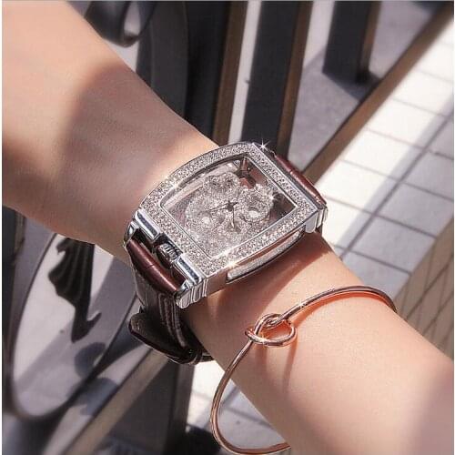 2019 new authentic ladies watch diamond-encrusted leather belt quartz waterproof personality fashion tide female watch