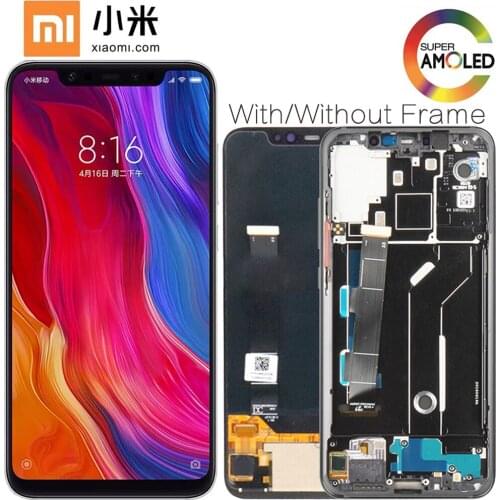Original Parts 6.21" AMOLED LCD Replacement for XiaoMi Mi 8 Screen Mi8 Display Touch Digitizer with Frame Fingerprint Edition 5