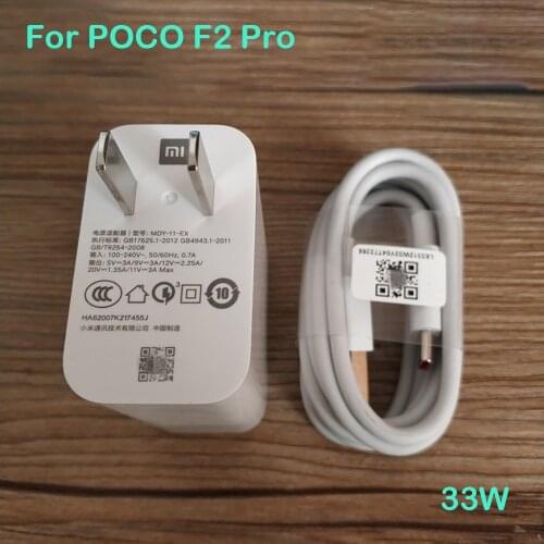 Original For Xiaomi POCO F2 PRO USB Type-C 33W Fast Flash Charging Fast Charger Cable USB-C Cabel POCOPHONE F2 PRO