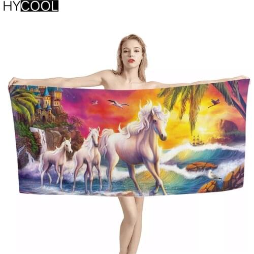 Microfiber Face Bath Towels Horse Animal Printing Women Men Large Qucik Dry Soft Beach Swim Sport Towel Camping Yoga Toallas