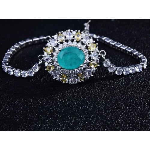 Luxury Bracelet Fashion Claw Chain Full Inlay Shiny Zircon Oval Palaiba Vintage Jewelry For Women Wedding Party Birthday Gifts