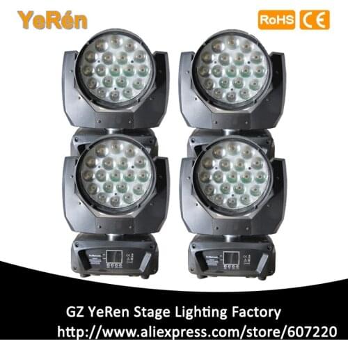 4 units/lot) Aura Led Zoom Moving Head Light 19*15W RGBW CTO Adjust Stage Effect Disco Dj Bar Light