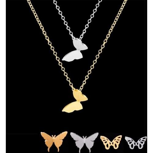 GORGEOUS TALE Stainless Steel Chain Gold Butterfly Pendants Chokers Necklaces for Women Necklace Maxi Collier Bridesmaid Gift