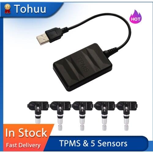 5PCS Sensors USB Spare Tire Pressure Monitoring TPMS External/Built-in Sensors For Android Navigation