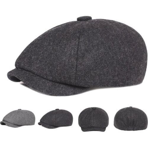 New Mens Octagonal Hat Newsboy Cap Beret Hat Men Women Wild Hats Gatsby Octagonal Black Cap Herringbone Vintage Ivy Hats Gorras