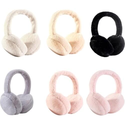 Women Men Winter Warm Cute Faux Furry Earmuffs Headband Outdoor Windproof Solid Color Foldable Fluffy Ear Covers Warmers 85LB