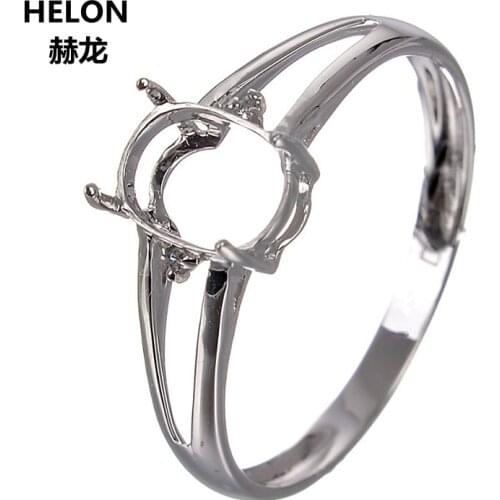 Solid 14k White Gold Women Ring 5x7mm Oval Cut Semi Mount Natural Diamonds Engagement Wedding Ring Yellow Rose Gold Optional