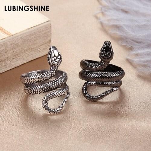 2Pcs Stereoscopic Retro Punk Exaggerated Snake Ring Fashion Personality Snake Opening Adjustable Ring Women Men Rings Jewelry