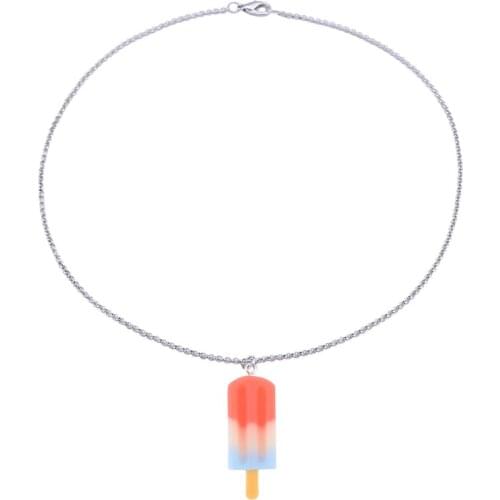 2021 Ladies Necklace Funny Rainbow Ice Cream Necklace Ladies Flat Back Resin Unusual Earrings Birthday Gift Girl Teen Jewelry