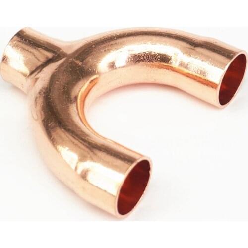 25x1.5x95mm Copper End Feed Equal Y 3 Ways Welding Pipe Adapter Fitting Air Conditioner Refrigeration Gas Water Oil
