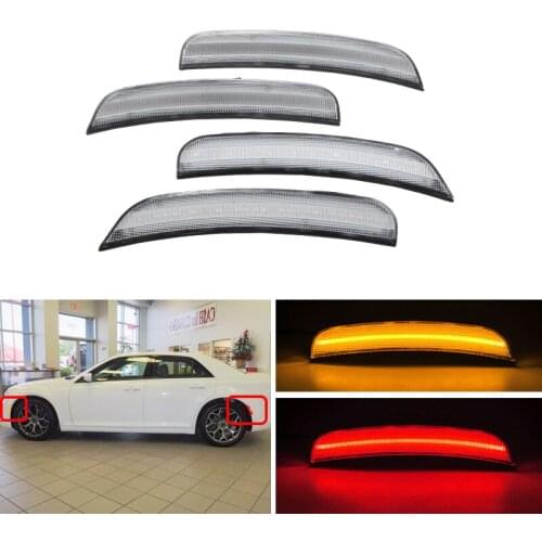 4PCs Front & Rear Led Side Marker Lights For Chrysler 300 2015 2016 2017 2018 Clear Smoke Turn Signal Lamp