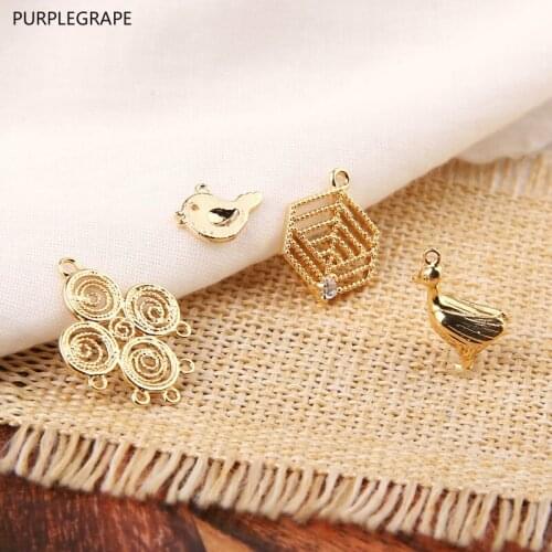 4pcs Earring Pendant DIY Jewelry Accessories Hand Made Material Copper Plating 18k Real Gold