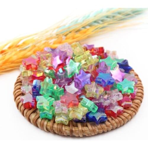200pcs/pack 9mm straight hole five-pointed beads handmade accessories DIY toys bead headdress dress shoes decorative materials