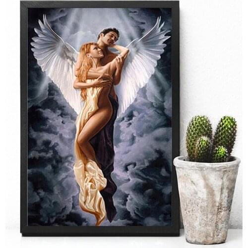 Angel Couple Love Art Home Decor Diamond Embroidery 5D Diy Full Square Drill Needlework Wall Stickers Cross Stitch MosaicZP-3197