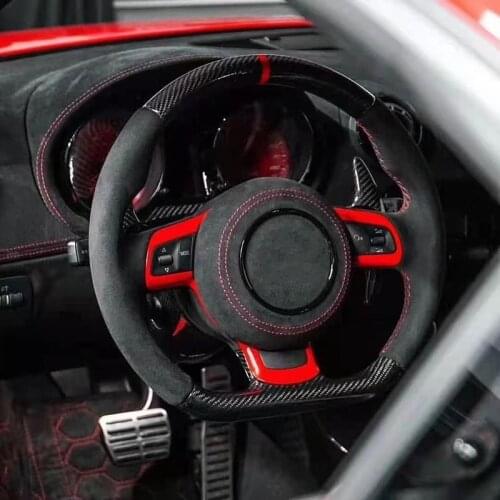 Car Carbon Fiber Steering Wheel Perforated Leather With Paddle Shifter Sport Style For Audi R8 2008 2009 2010 2011 2012-2020