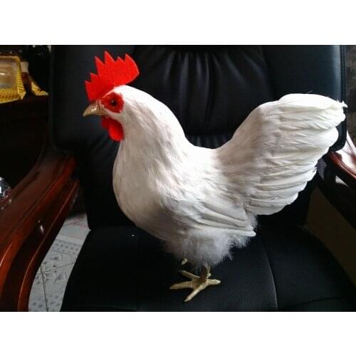 1:1 simulation white cock large 43x40cm model,polyethylene&furs chicken toy.home decoration Xmas gift w4208