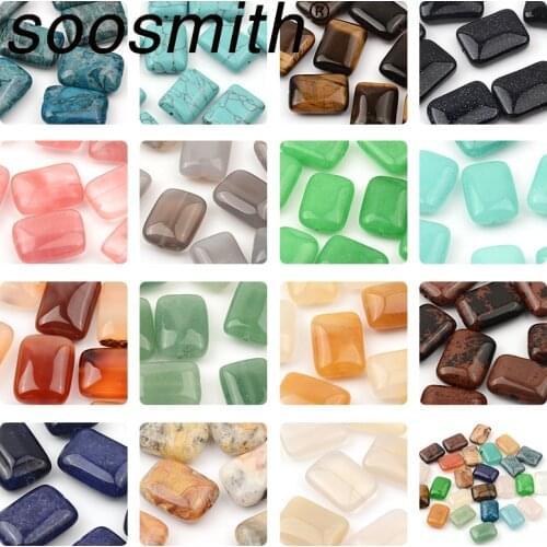 10pcs 13x18mm Rectangular Natural Stone Beads Loose Spacer Beads For Jewelry Making Diy Bracelet Necklace Handmade soosmith