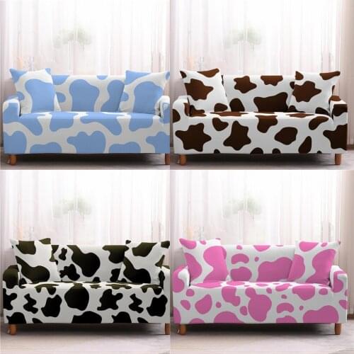 Cartoon Cow Sofa Cover Stretch Sectional Couch Cover For Living Room Elastic Slipcover Blue Black Pink Sofa Case Four Seasons