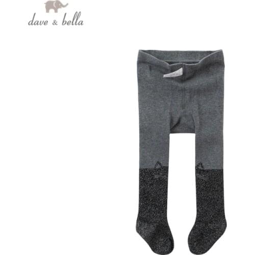 DB15705 dave bella autumn infant baby girls lolita cartoon cat print patchwork leggings children fashion leggings