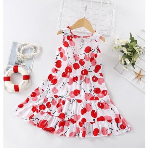 Girls Dress Pure Cotton Comfortable Childrens Dress 2020 Summer Dress Floral Girls' Sleeveless Dress For 3-11y Children