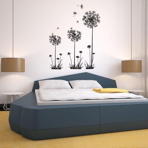 New Removable Dandelion Wall Sticker Flying Dandelion Wall Flower Stickers PVC Waterproof Wall Decal Home Kitchen Bath Decor