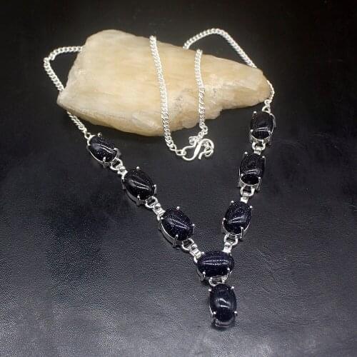 Gemstonefactory Jewelry Big Promotion Unique 925 Silver Elegant Black Sun Sitara Exotic Women Chain Necklace 48cm 202101491