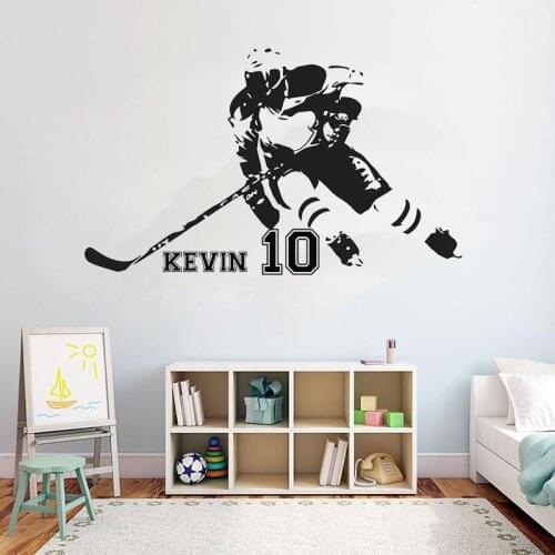 Hockey Personalised Name Wall Decal Quotes Field Ice Hockey Sport Quote Girls Boys Teenager Room wall decor vinyl stickers 1252