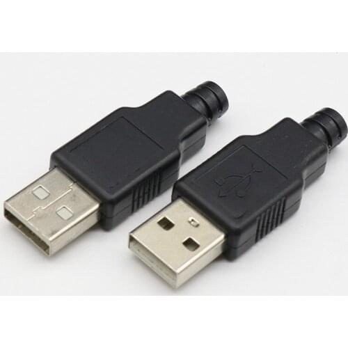 IMC hot New 10pcs Type A Male USB 4 Pin Plug Socket Connector With Black Plastic Cover