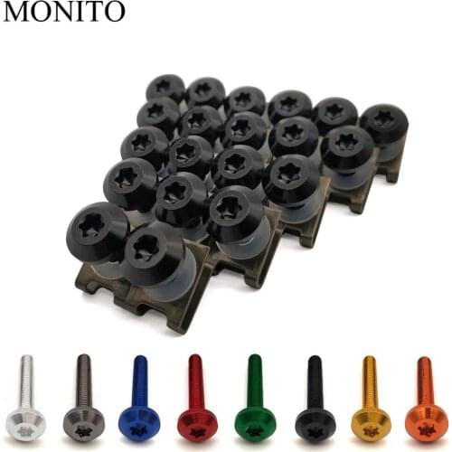 20pcs M6 Motorcycle Fairing Bolts Nuts Kit Body Fastener Clips Screws For Suzuki GSXR400 GT250 GT550 RG500 RGV250 VS800 VZ800
