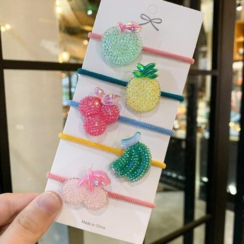 2PCS New Bright Fruit Grape Princess Headwear Cute Kids Elastic Hair Bands Children Ropes Girls Accessories Baby Headdress
