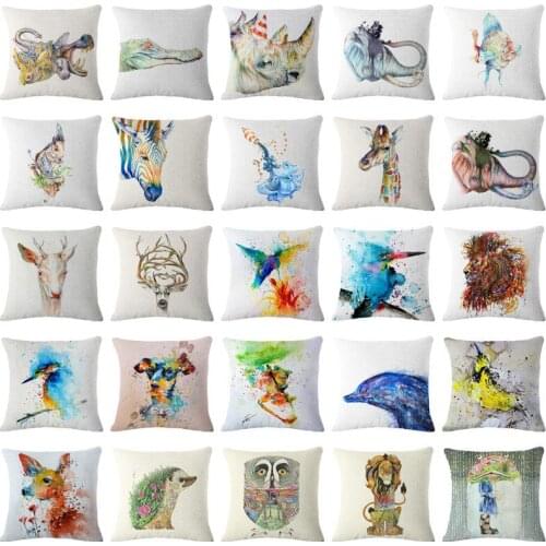 Colorful Animal Cushion Art Throw Pillow Cover Animal Pillowslip Cover Pillows Case